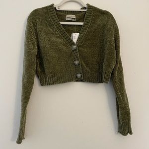 Urban outfitters NWT S green cozy cropped cardigan
